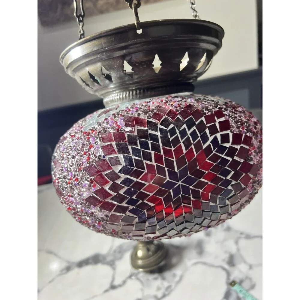 Turkish Mosaic Glass Hanging lamp from Istanbul Grand Bazaar hanging gold